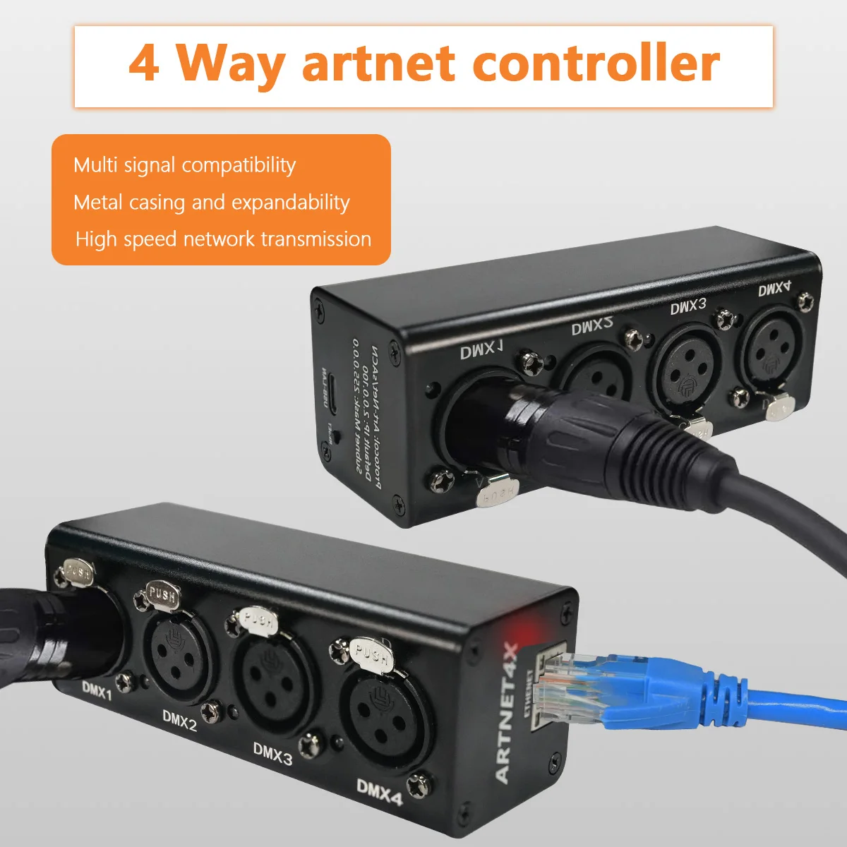 Portable 4 Universes Art Network Expander of ArtNet-Dmx Singal Converter For Stage DJ Disco KTV Lighting Control
