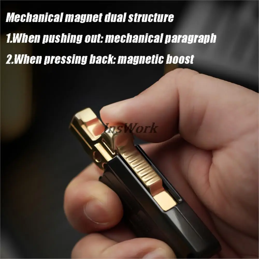 MUYI Knife Style Push Slider EDC Metal Mechanical Magnet Dual Structure Fingertip Gyro Stress Relieving Toys