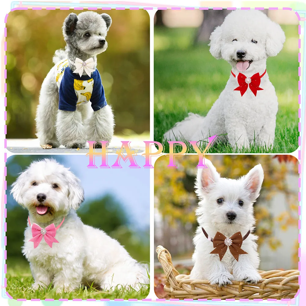 8 قطعة طوق بكلاب الأزهار الشريط الماس اللؤلؤ الكلب الاستمالة اكسسوارات اليدوية قابل للتعديل السائبة ربطة القوس فيونكة للكلاب مستلزمات الحيوانات الأليفة