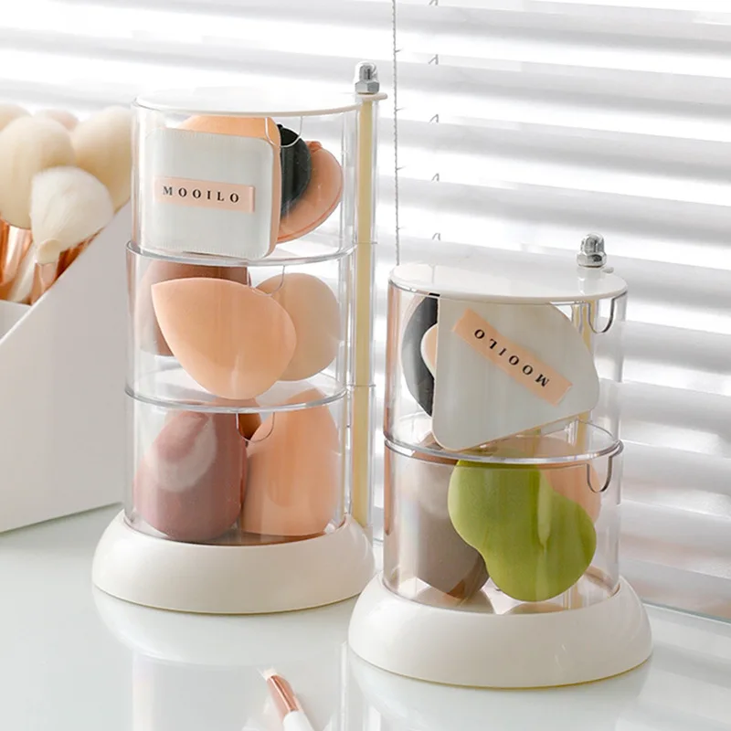 New 360 Degrees Rotatable Makeup Puff Storage BoxDust-proof Cotton Pads Swabs Holder Bathroom Nordic Cotton Pad Beauty Egg