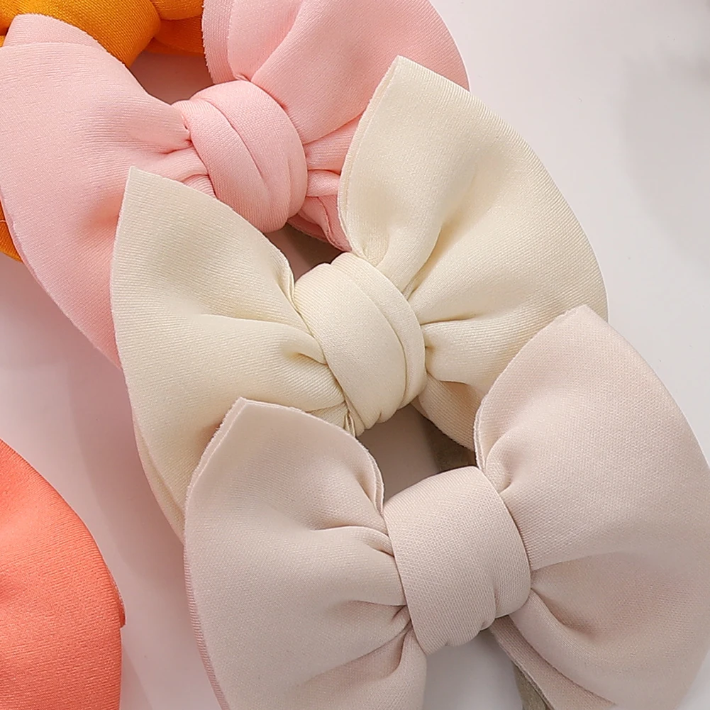 Solid Puff Big Bow Headband Air Layer Elastic Nylon Hair Bands Toddler Baby Boy Girl Headwraps Fashion Kids Accessories