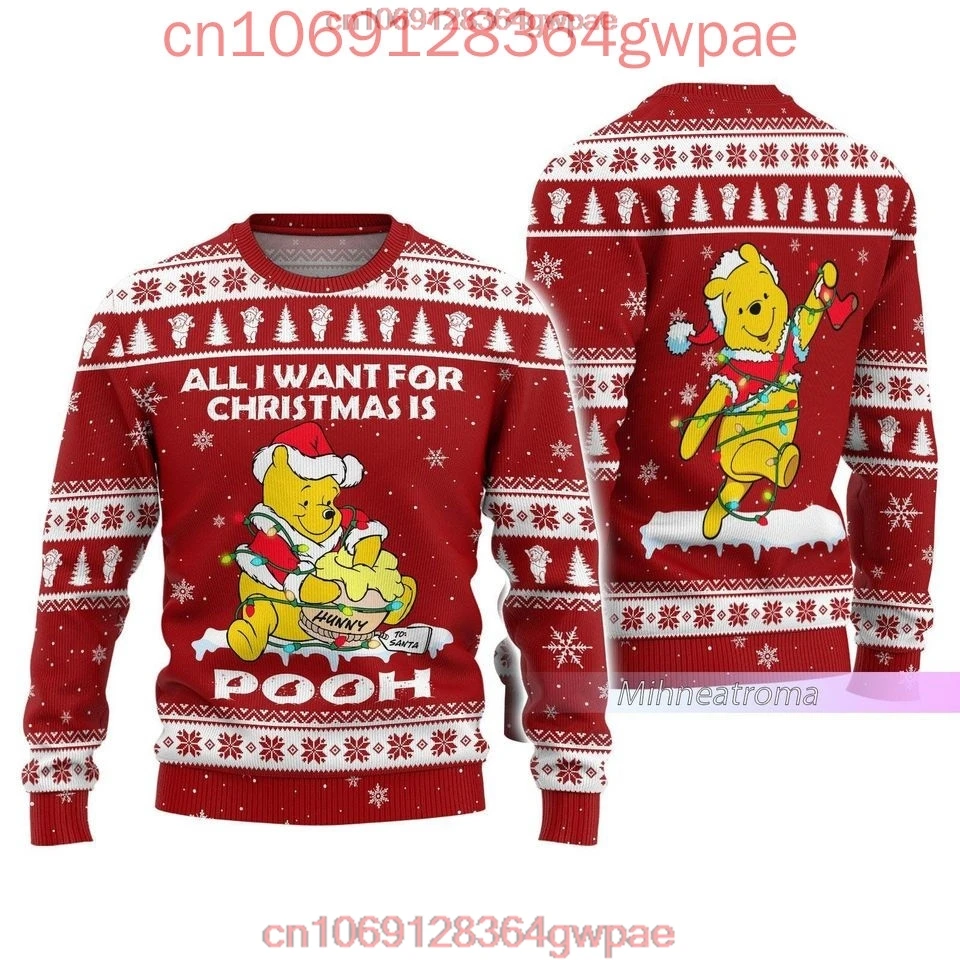 Winnie the Pooh Ugly Sweater Disney Ugly Christmas Sweater Xmas Gifts Anime Eeyore Ugly Christmas Sweater