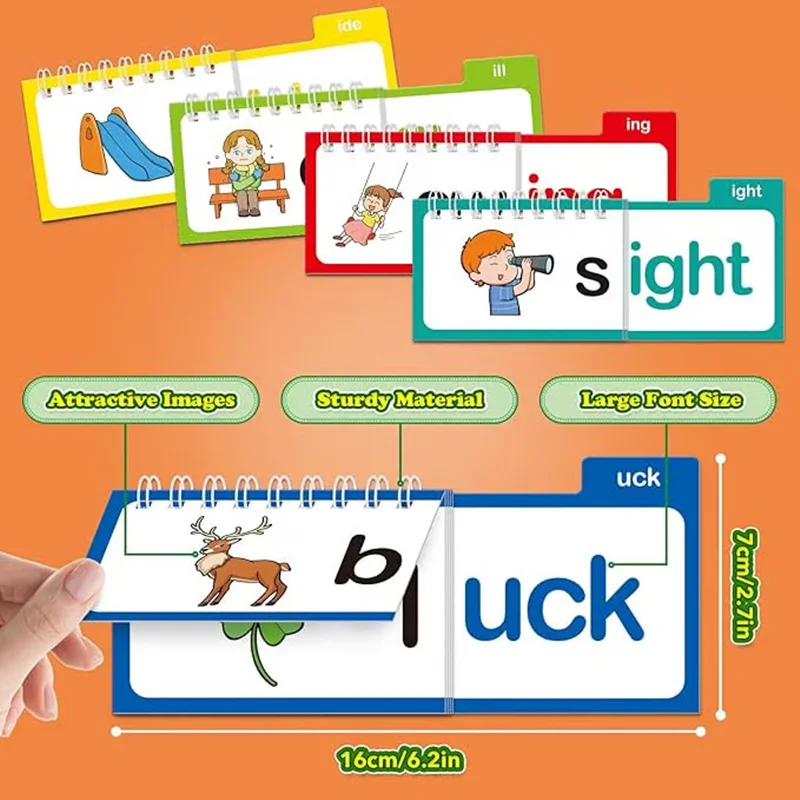 30 Read and Rhyme Flip Books Phonics Learning Set English Class Supplies Language Teaching Aids Word Spelling Calendar Flashcard