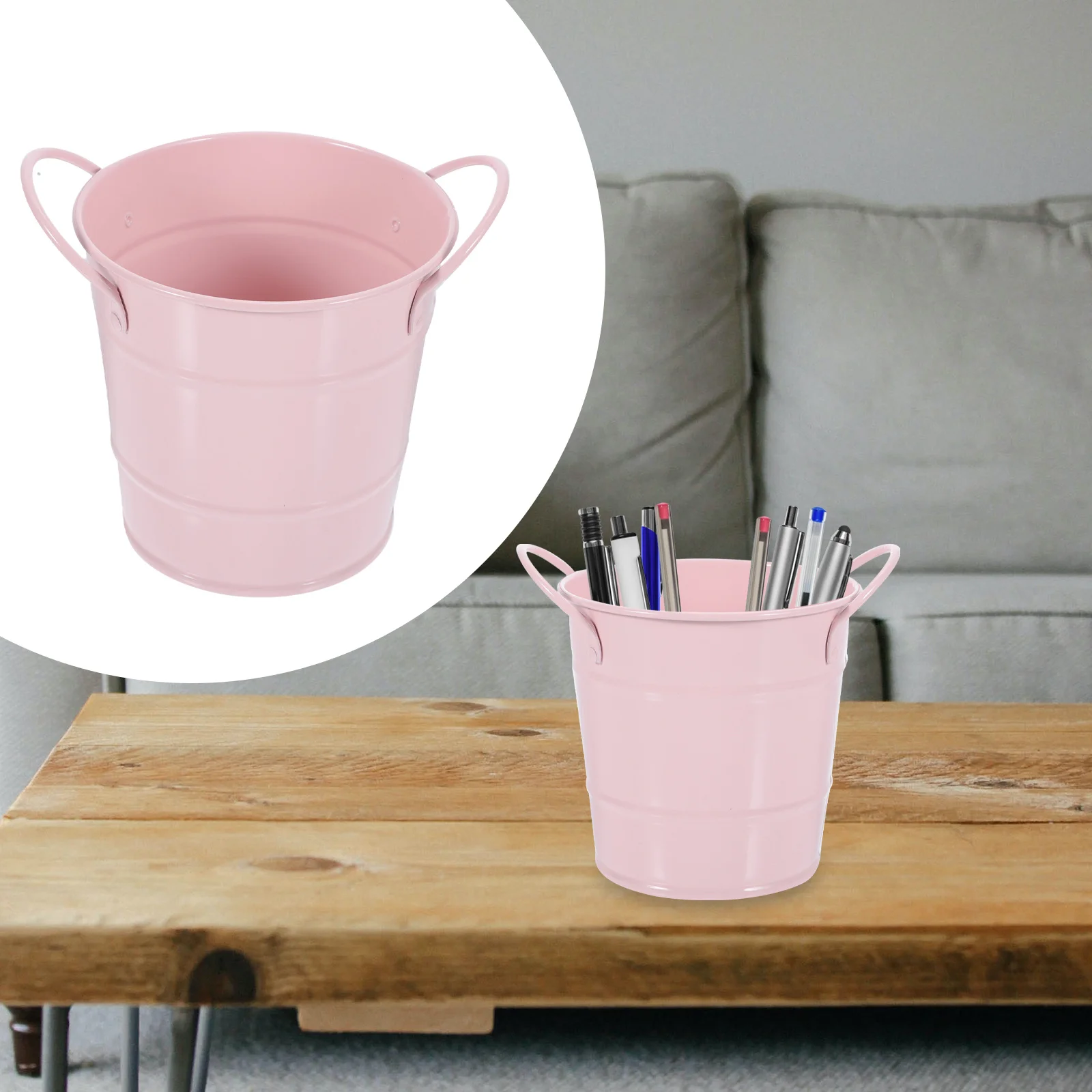 فرشاة للمكياج دلو الحديد القلم المنظم متعدد الاستخدامات سطح المكتب القرطاسية تخزين وعاء صنعة دقيقة قاعدة مستقرة ليس من السهل تشوه #4