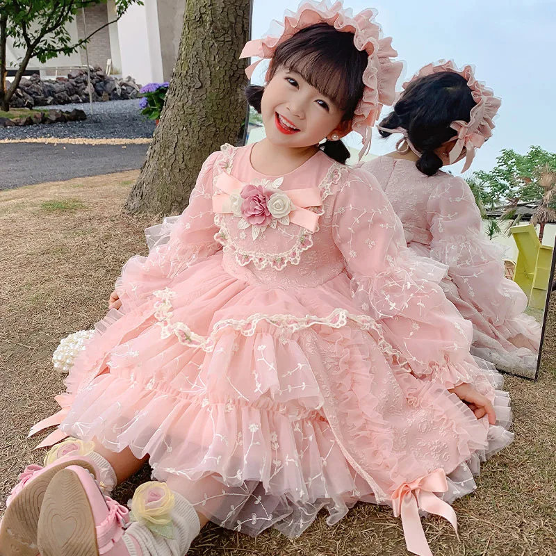 Costume per bambini vestito per ragazze bambino autunno inverno Lolita ragazza Kawaii abito da sposa ragazza abito da ballo principessa abiti da