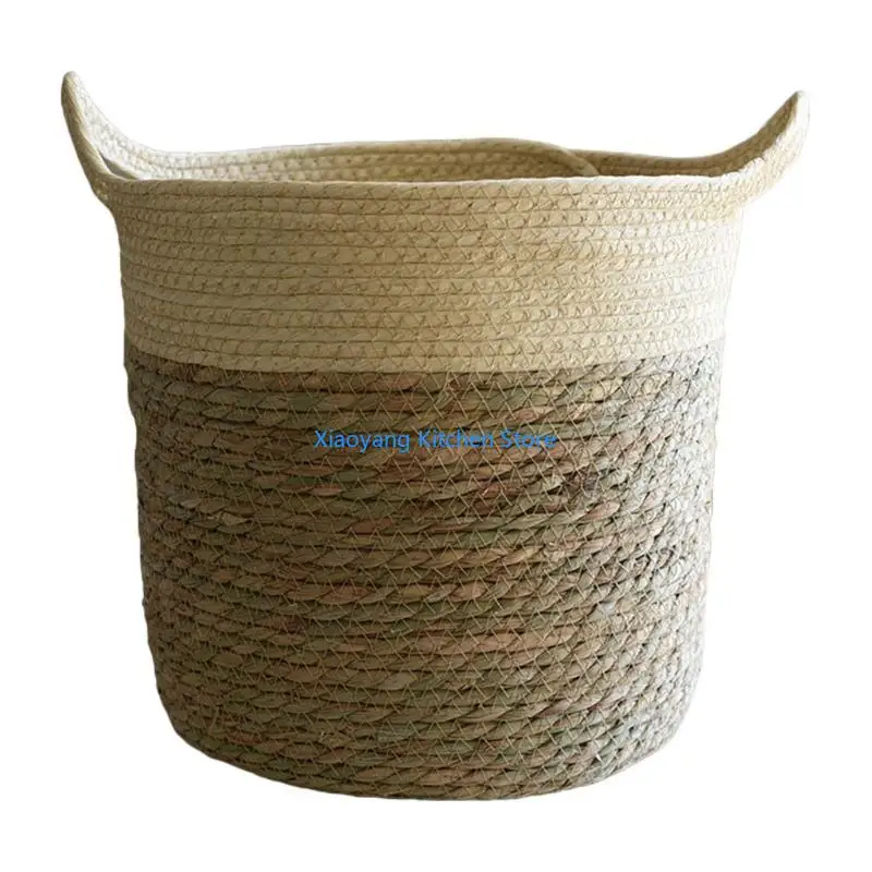 

69HC Hand Woven Straw Planter Basket Indoor Outdoor Storage Hanging Flower Pot Plant Container Home Living Room Decoration