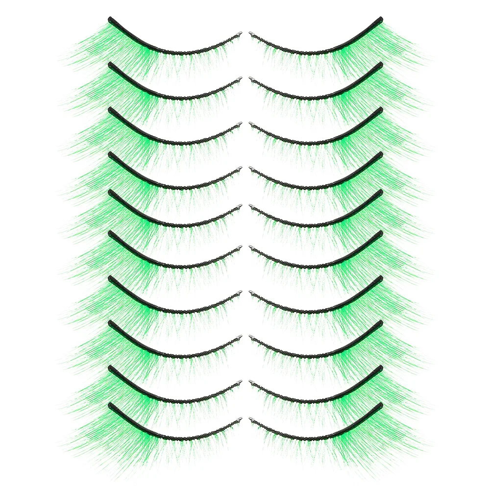 

10Pairs Fake Eyelashes Green Wispy Strip Lashes Kit for Festive Events St Patrick's Day Celebration Holiday Themed Eye Lashes