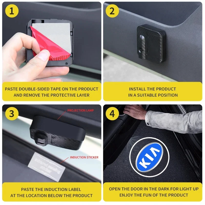 Led HD باب السيارة شعار ترحيب كشاف ضوئي مصابيح اكسسوارات لكيا EV6 ستينغر ريو سورينتو بيكانتو Ceed Borrego Syros K4 K5 #5