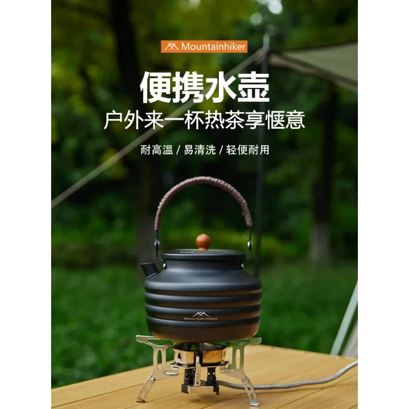 

Mountainhiker 1.4L Outdoor Black Kettle Aluminum Alloy Beech Camping Picnic Home Boiling Tea Water Outdoor Chinese Kettle