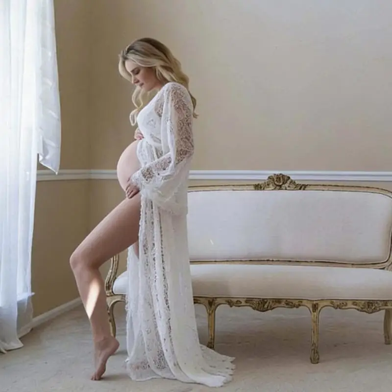 stylish-maternity-long-dress-with-elastic-fit-detail-for-wedding-party-prom