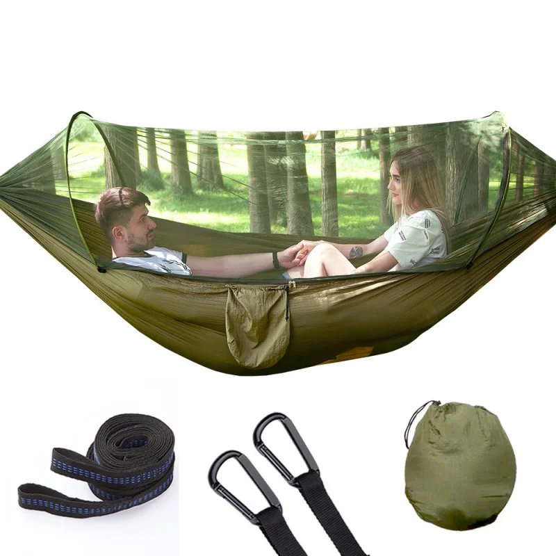 

Camping Hammock with Mosquito Net Pop-Up Light Portable Outdoor Parachute Hammocks Swing Sleeping Hammock Camping Stuff