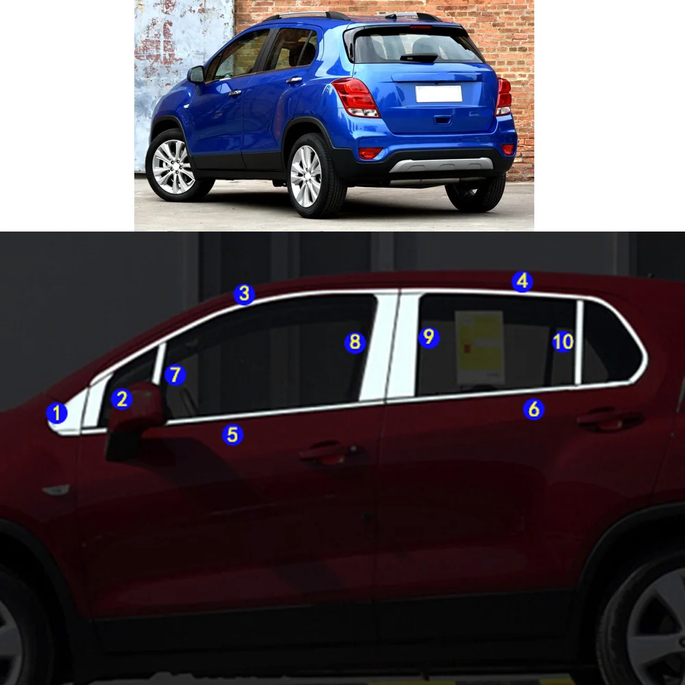 Car Sticker Garnish Pillar Window Middle Strip Trim Frame Hoods Parts For Chevrolet TRACKER TRAX 2014 2015 2016 2017 2018