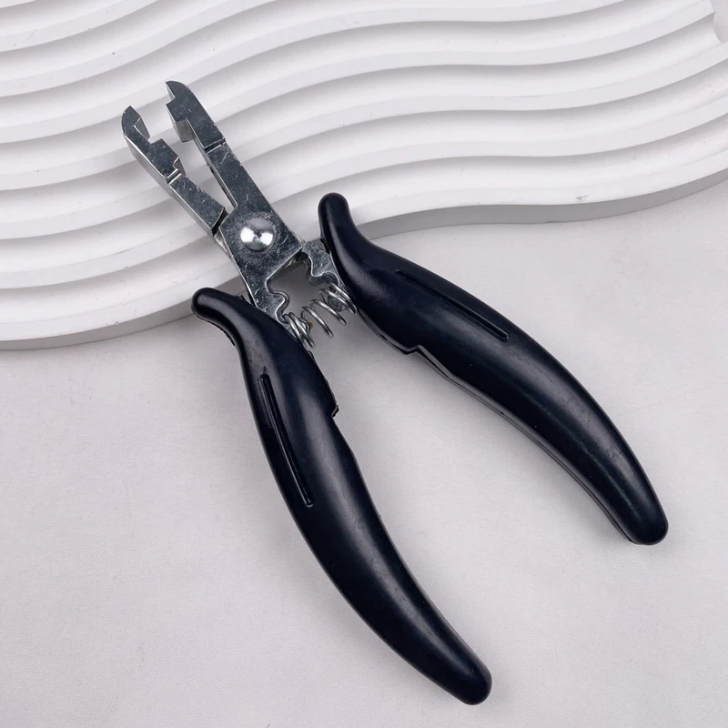 Fusion Bond Crusher Hair Extension Pliers 1PC Black Handle Flat Type Plier Clamp for Making Flat Tip Pre-bonded Hair Extensions