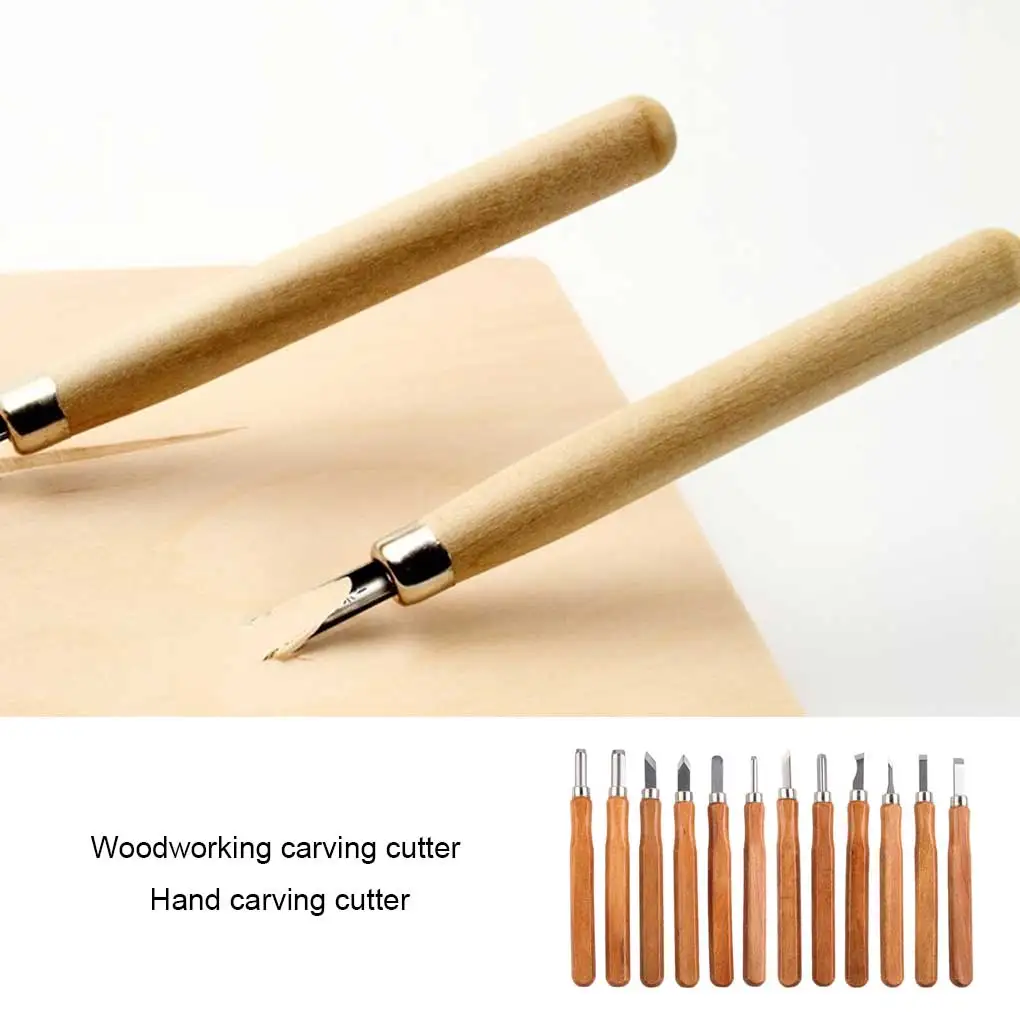 

12PCS/Set Wood Engraving Tools Kit Beginner Professional Manual Woodcarving Craftsman Art Woodworker Hand Supplies