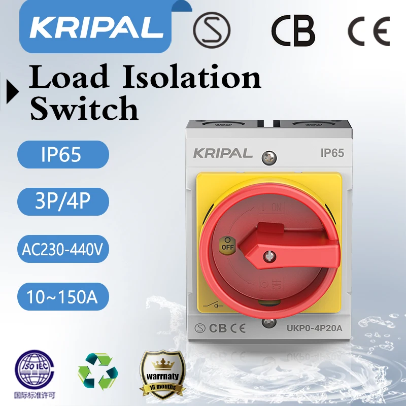 Interruttore di isolamento Kripal elettrico 63A interruttore di commutazione impermeabile interruttore di trasferimento manuale per quadri