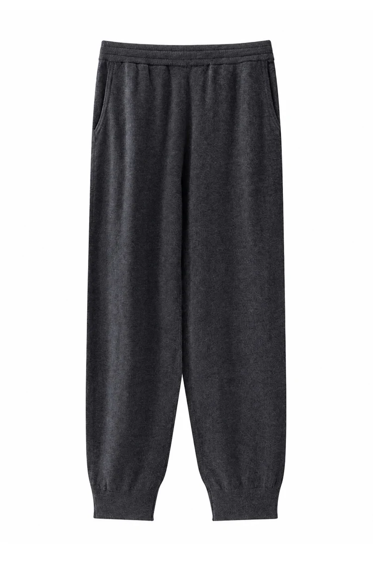 MZ62127 Damen Minimalistische Strick-Jogginghose mit Hoher Taille, Elastisch, Schmal Geschnitten, Weiche Modal-Mischung, Freizeithose für Herbst und Winter – Detail 11