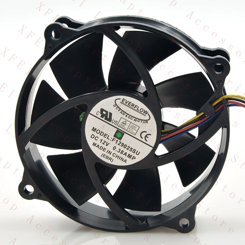 D  1PC FOR EVERFLOW F129025SU Cooling Fan 12V 4Pin 0.38A 90/80mm x25mm CPU Round New