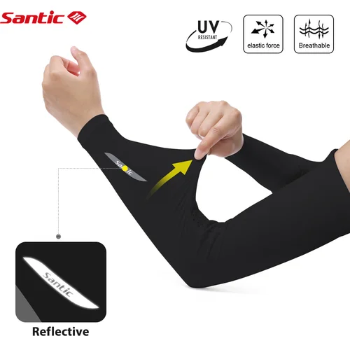Imagen 2 del producto Santic verano ciclismo manga de brazo bicicleta transpirable calentadores de brazo protección UV deportes al aire libre tela de hielo ciclismo manga de brazo