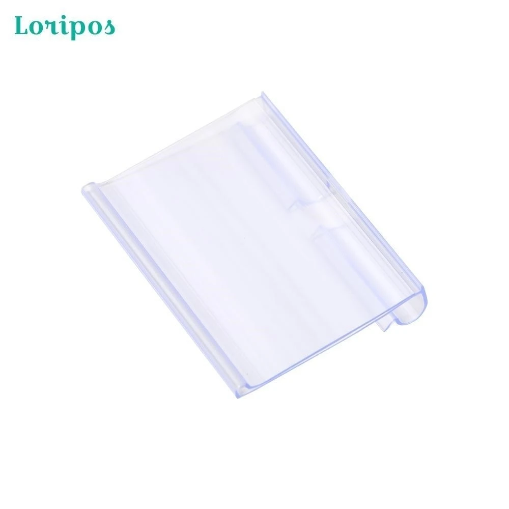 

60pcs Clear Plastic Display Holder Double Hook Wire Shelf Retail Price Tag Label Rack Merchandise Sign Card Stand