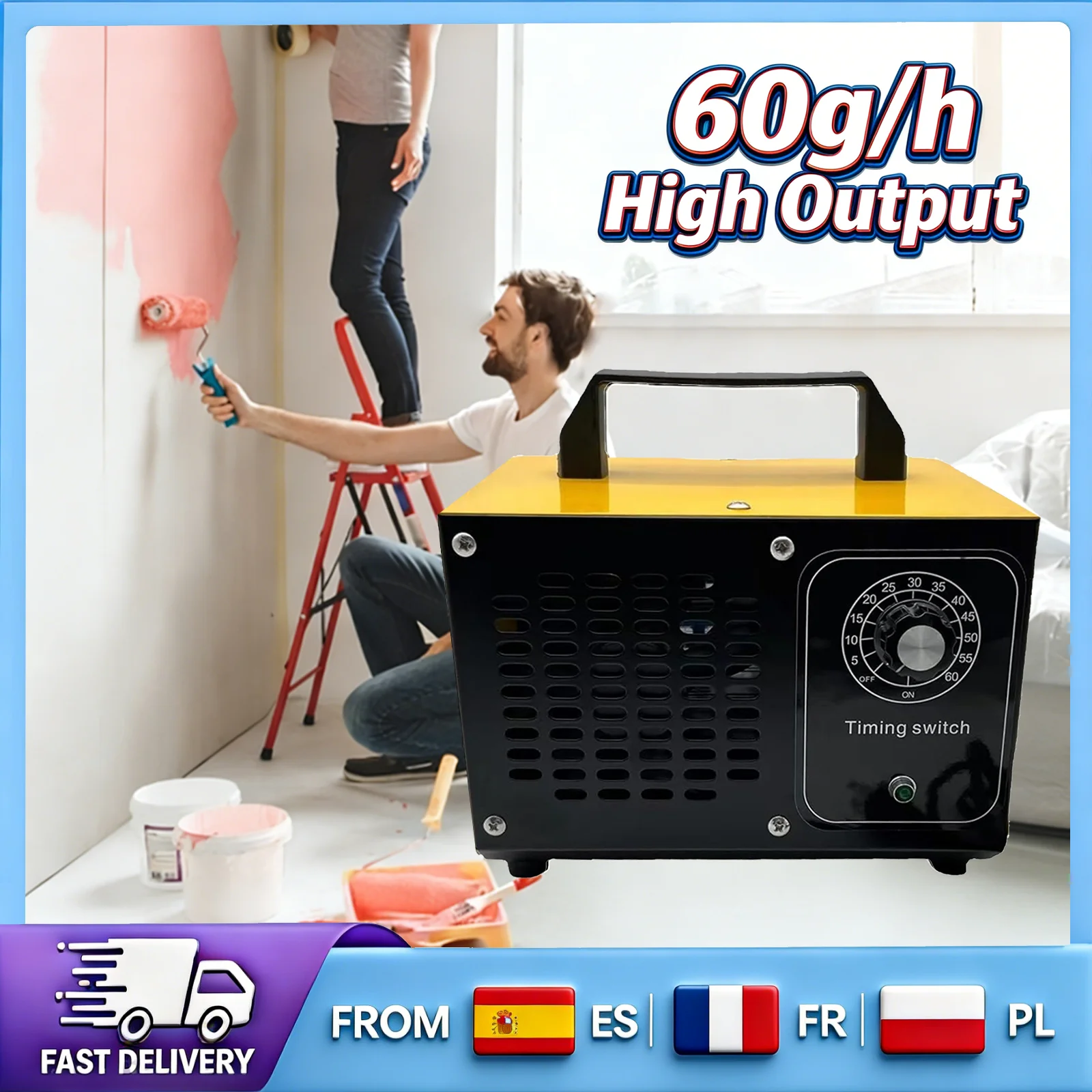 Generador de Ozono de Acero Inoxidable de 120W, Purificador de Aire y Desodorizante para Interiores, Sótanos, Contenedores, Eliminador de Olores de Cocina y Humo