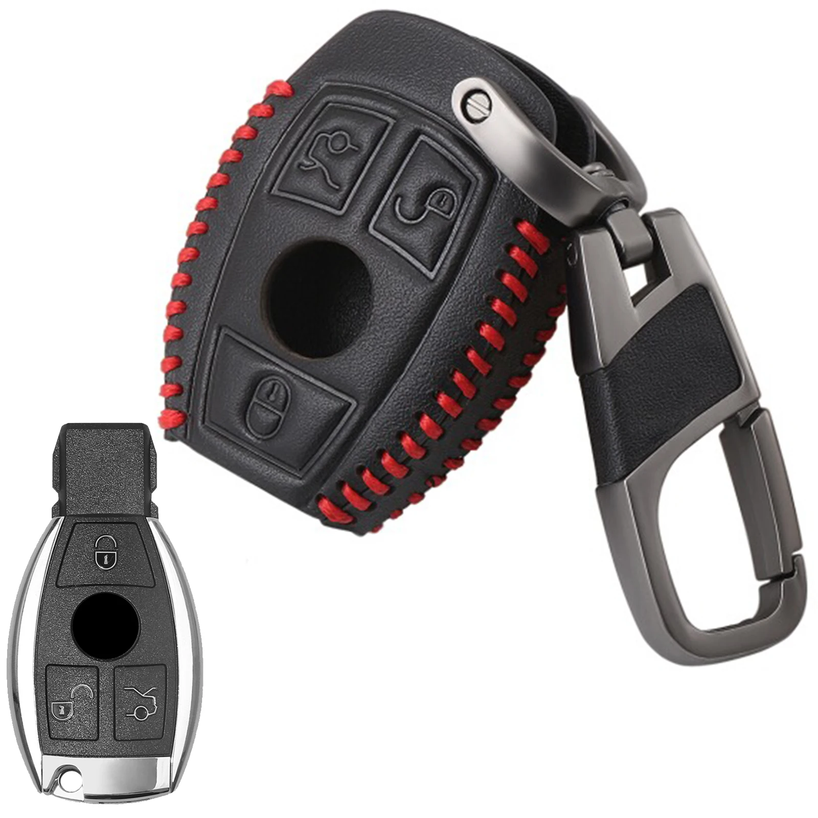 Para mercedes benz m a b g v c e s classe cla cls gl gl gl gl glk sl slk sls glc couro remoto chave fob anel capa 3 botão