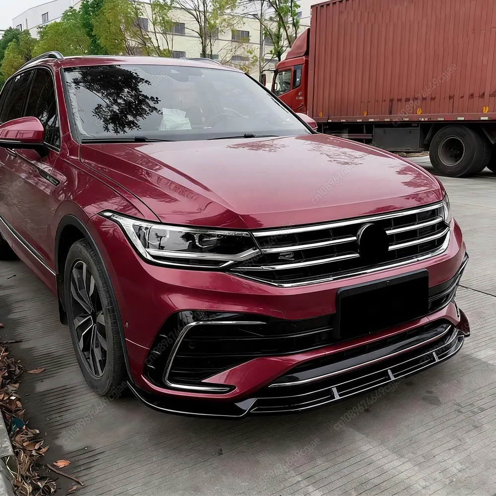 

For Volkswagen Tiguan MK2 Rline 2021 To 2023 Car Front Bumper Splitter Lip Diffuser Spoiler Protector ABS Gloss Black Kit Tuning