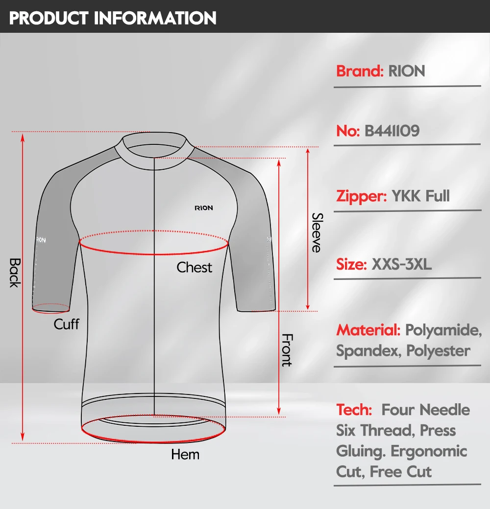 RION Herren Radsporttrikot MTB Mountainbike-Shirts UPF50+ Sonnenschutz Kurzarm Pro Fahrradbekleidung Straßenrenn-Oberteil Sommer – Detail 2