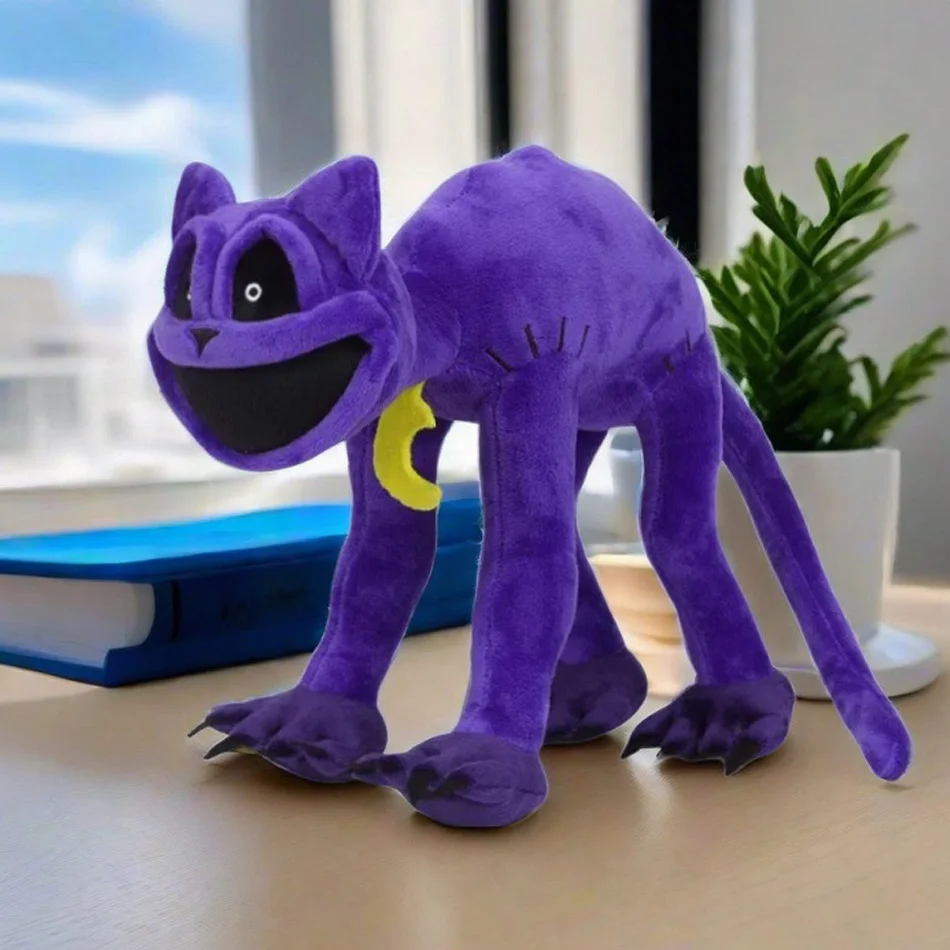 

Мягкая плюшевая игрушка-кошка 30 см, улыбающаяся, фиолетовая, Мисс Делайт, кукла-украшение, подарок на день рождения