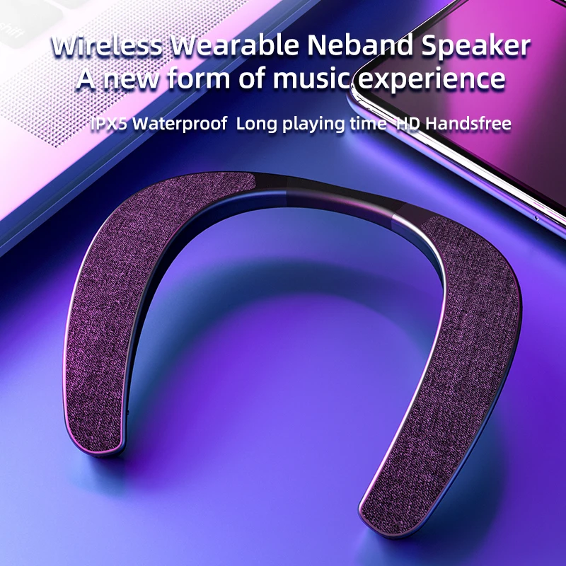 Neck Mounted Bluetooth Speaker Hifi Wearable Bluetooth Neckband Gaming Surround Sound Bar Stereo Music Box Outdoor Speakers