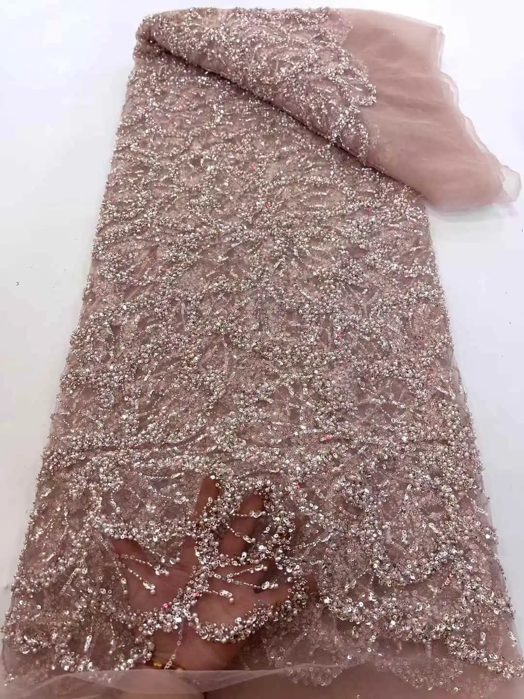 Afrykańska koronka z cekinami i haftem, wysokiej jakości francuski tiul na ślub, idealna dla pana młodego, nigeryjska koronka ślubna - XC