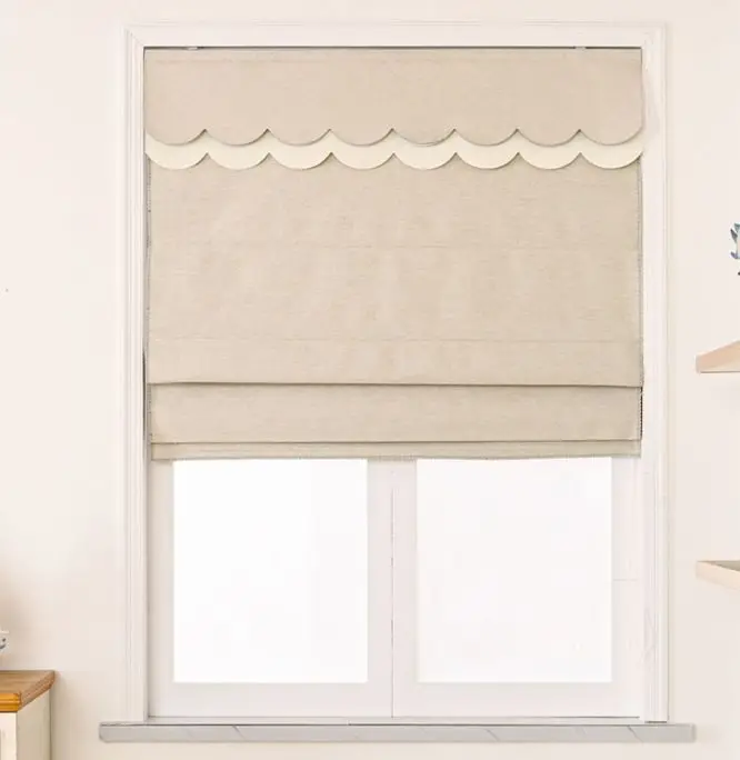 Classic Roman Blinds Electric Design Safety Bottom Rail Fabric Window Shades for Office Chain Plain for Hotels
