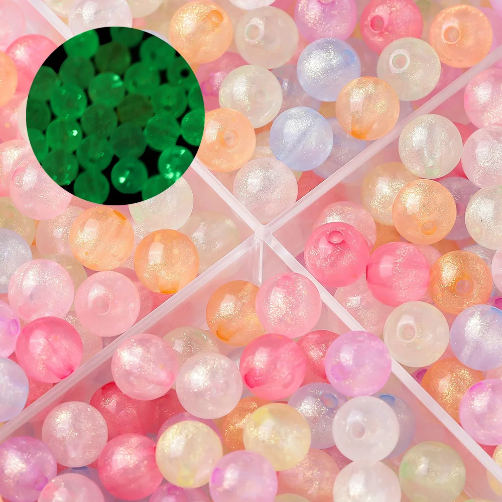 

30-100pcs Colored Acrylic Luminous Round Beads Shiny Mixed Spacer Beads for Jewelry Making DIY Bracelet Necklace Accessories