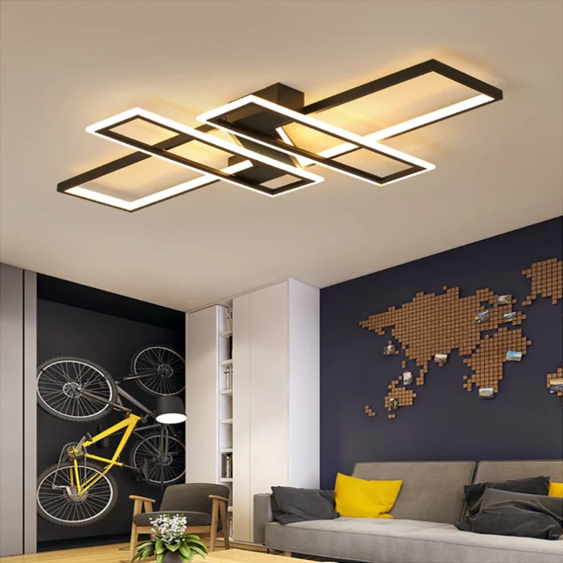 

New Modern Led Chandeliers For Living Dining Room Bedroom Nordic Aluminum White/Black Ceiling Light 85V-260V With Remote Control