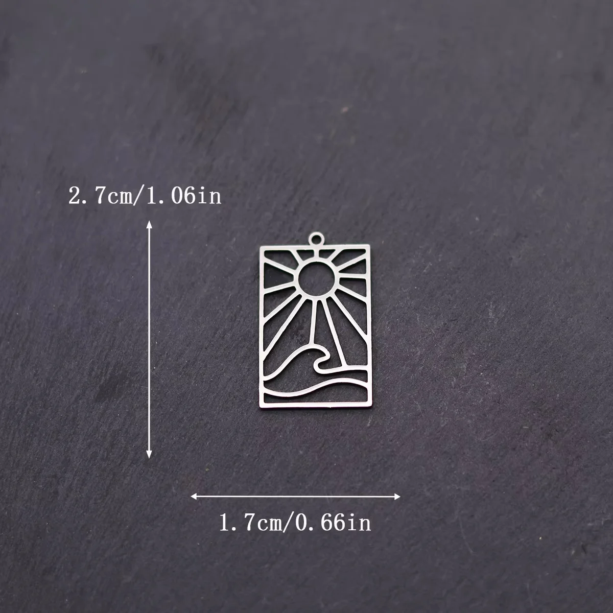 3pcs Sun Ocean Wave Charms Stainless Steel Rectangle Landscape Pendant for DIY Jewelry Making Necklace Earrings Findings