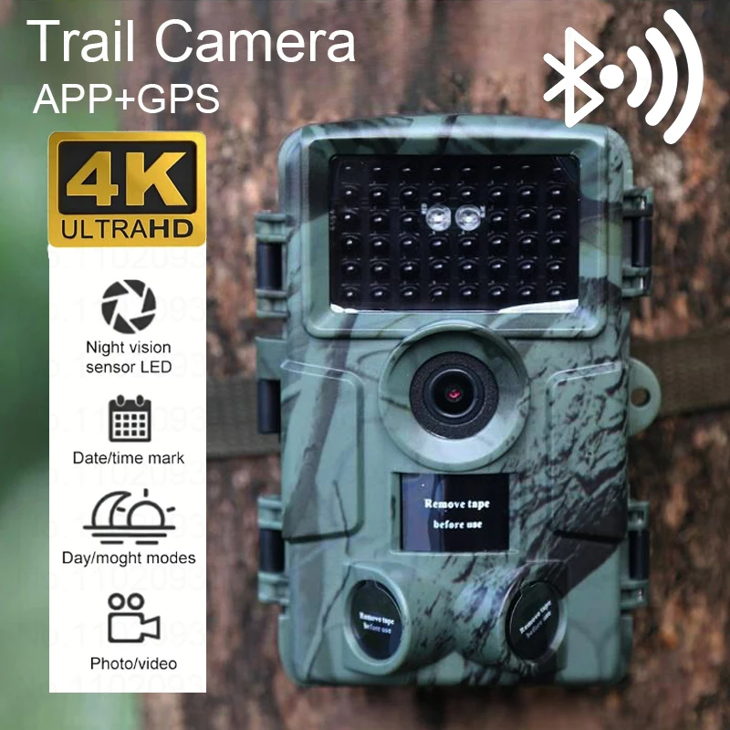 كاميرات تعقب الصيد 60MP 4K بلوتوث APP GPS مع 940nm الأشعة تحت الحمراء للرؤية الليلية كاميرا خارجية لمراقبة الحياة البرية PR4000