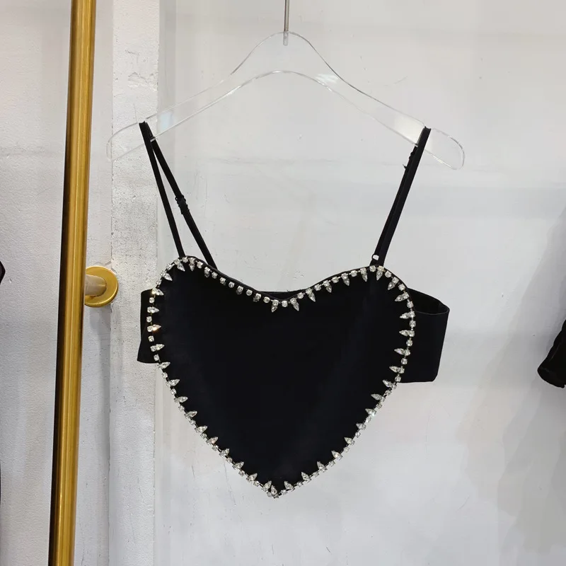 

Летний сексуальный жилет с сердечками и бриллиантами на бретельках, женская верхняя одежда, цвет верхней длины