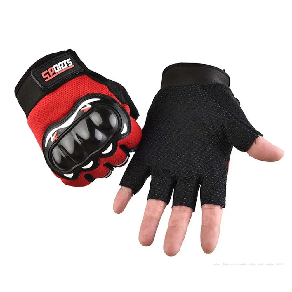 Gears Shock Absorbed Breathable Riding Fingerless Mittens Half Finger Motorcycle Gloves Man Gloves Hard Knuckles Hand Gloves