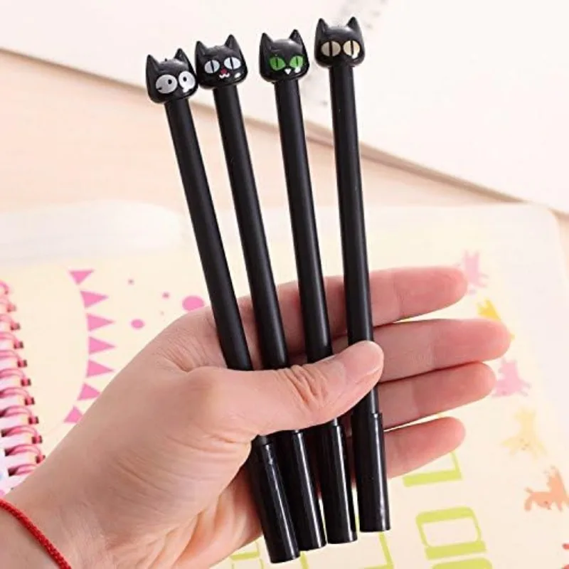 4Pcs Wholesale cute black cat gender-neutral pen simple cartoon animal student stationery pen school supplies Back to school