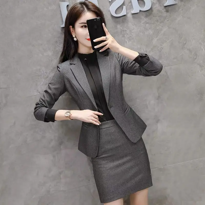 Gray Suit Female President Fashion Temperament Ol Professional Manager Work Clothes Interview Small Suit Formal Wear