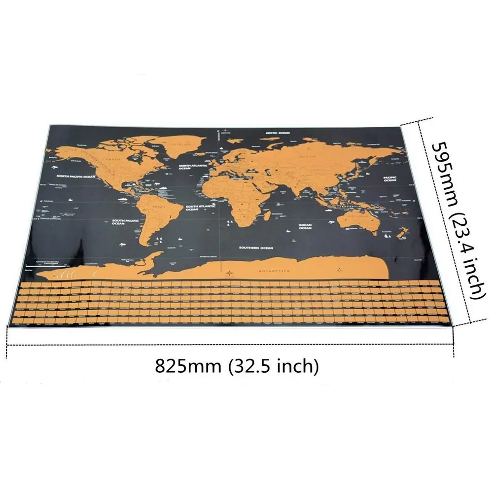 Travel Walkabout Scratch Off Maps with Flag Background - Deluxe Scratch Maps Wall Poster For Room Office Bar Man Cave Wall Decor