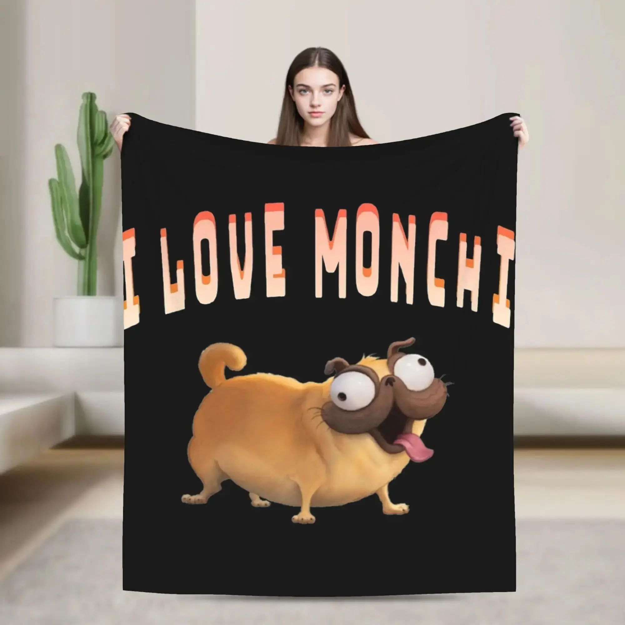 

I Love Monchi Dog Warm Blanket Travel Plush Bedding Throws Comfortable Couch Bed Flannel Bedspread Sofa Bed Cover