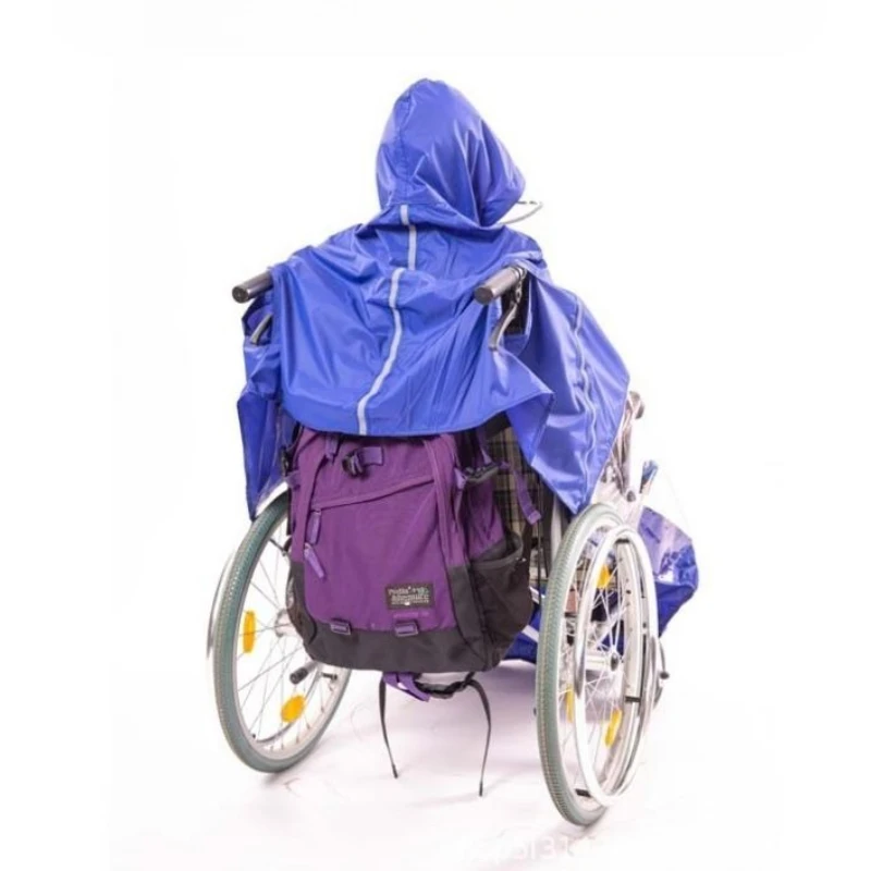 معطف واق من المطر للكرسي المتحرك الكهربائي المعاقين لكبار السن مع شريط عاكس مقاوم للرياح وغطاء كرسي متحرك مقاوم للمطر