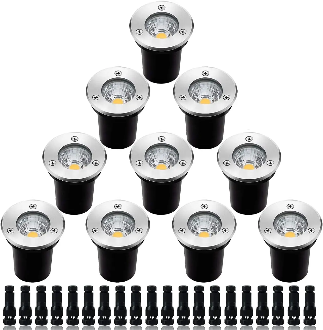 Low Voltage Landscape Lighting,LED Well Light Outdoor 12-24V AC/DC In-Ground Lights IP67 Waterproof Paver with Wire Connector