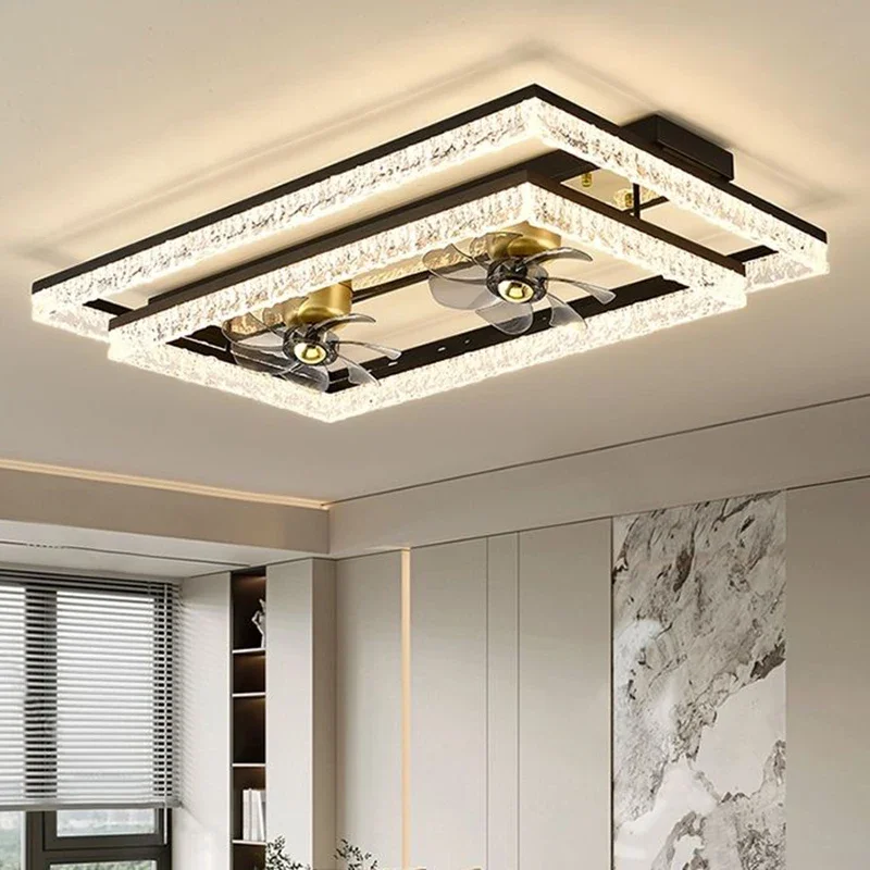 Modern Living Room Invisible Fan Pendant Light Bedroom Dining Room LEDLight Remote Control Advanced Ice Crack Home Ceiling Light