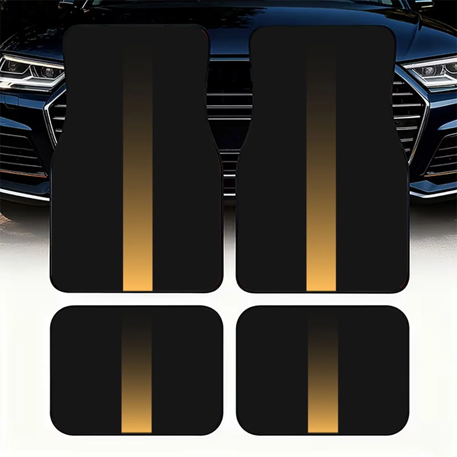 4pcs Polyester Car Floor Mats | Vertical Gradient Strip Design, Universal Fit For Car Interior, Durable & Easy To Clean, Ideal F