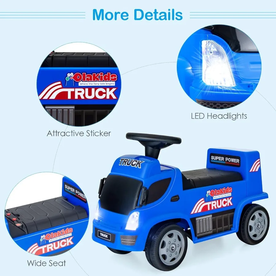 Ride On Push Car 2 en 1, camion coulissant pied au sol avec remorque détachable, phares de volant, alarme musicale, jouet sonore Wal