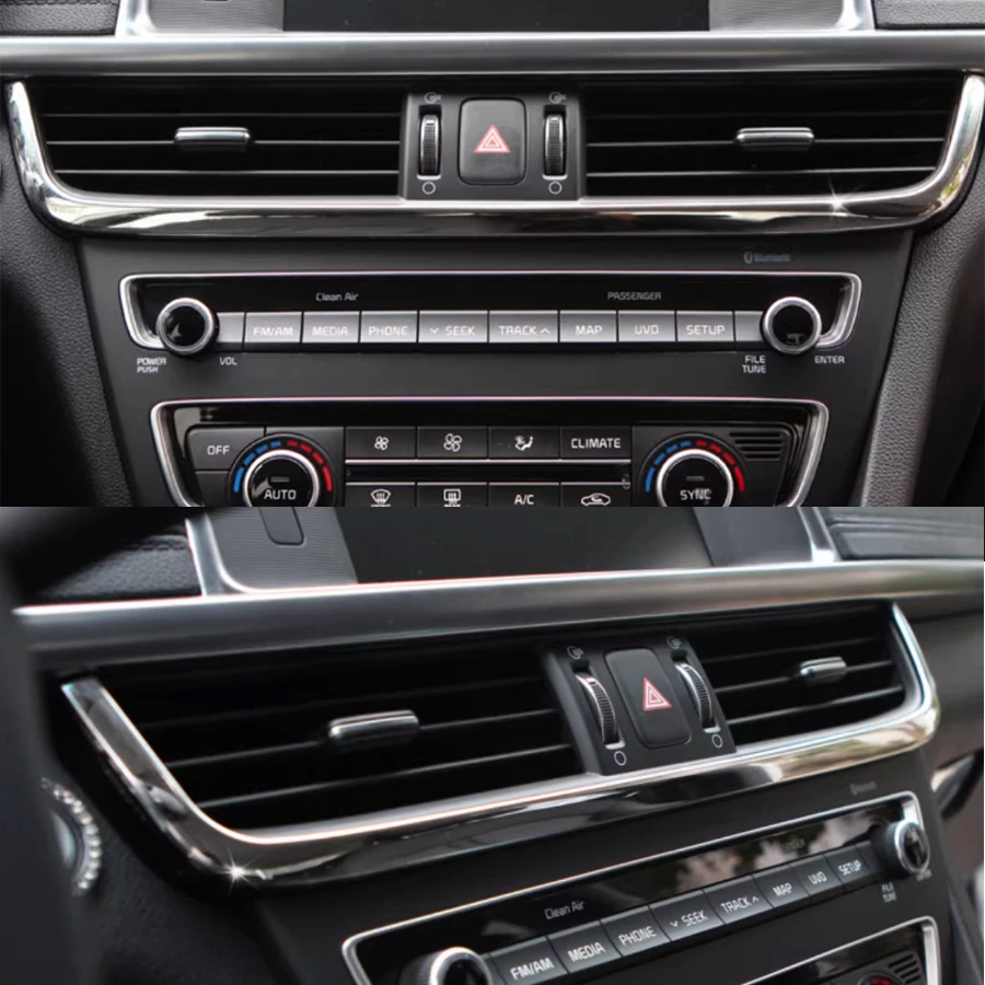 Stainless Steel Auto Accessory For KIA K5 2016 2017 Car Central Console Air Vent Decoration Strip Trim Car Styling