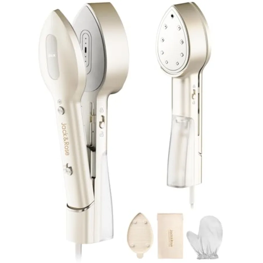 Vaporizador de plancha con prensa de doble voltaje Jack Rose para ropa, Compatible con 110-220V, 6 + 1 ajustes de tela, No requiere tabla de planchar efectiva