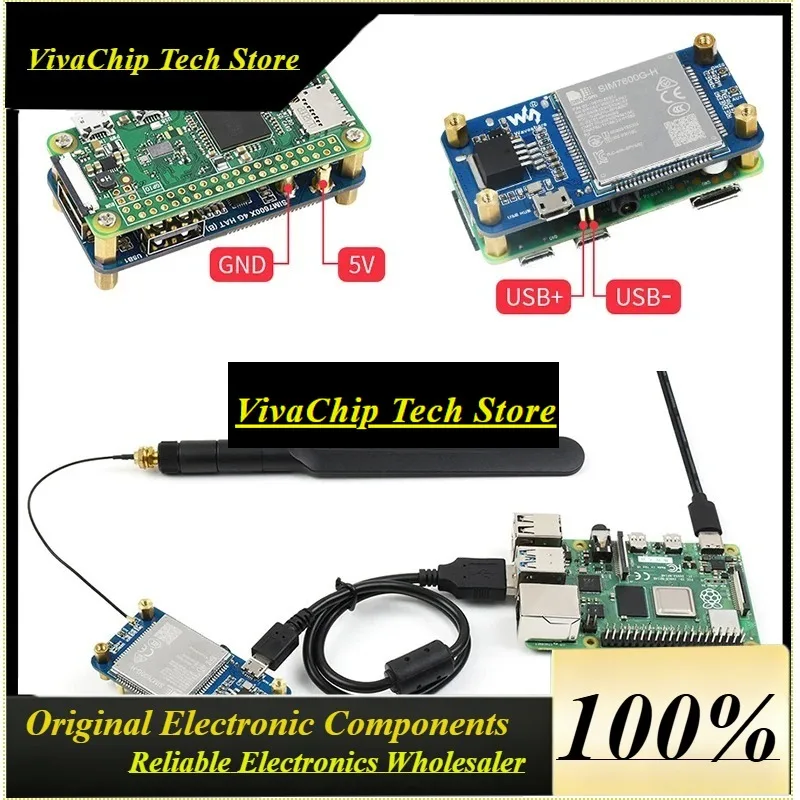 VoFSSIM7600G-H 4G HAT (B) For Raspberry Pi 4 3 Zero LTE Cat-4 4G 3G 2G Support GNSS Positioning Global Band Via Micro USB Pogo