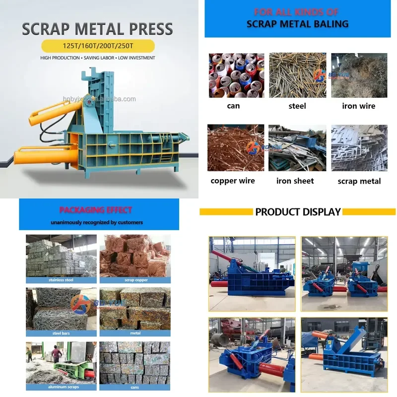 2026 CE 100T Metal Compression Balers Scrap Iron Compactor Baling Machine